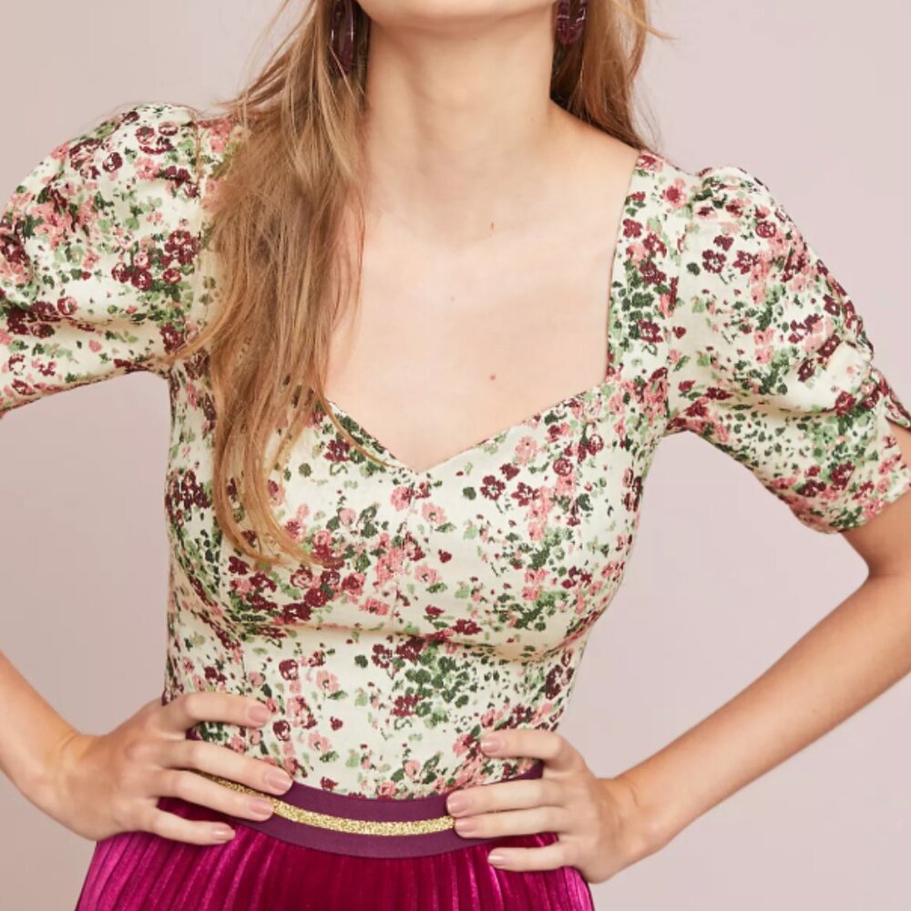 Anthropologie Maeve - Alchemy Fitted Blouse - Floral Patterned - Size US 4